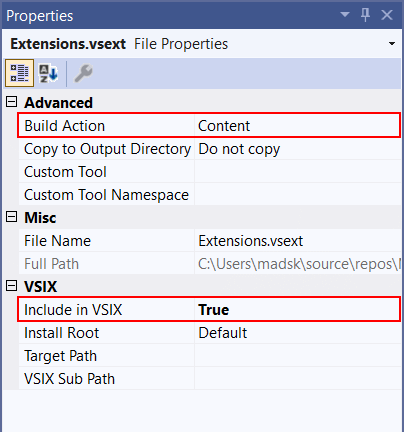 Include in VSIX