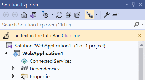 An Info Bar showing in Solution Explorer