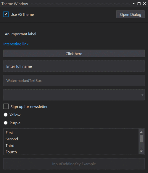 Correctly themed UI in the Dark theme