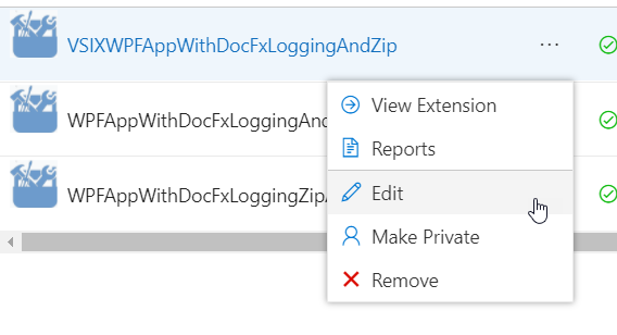Edit Published Extension