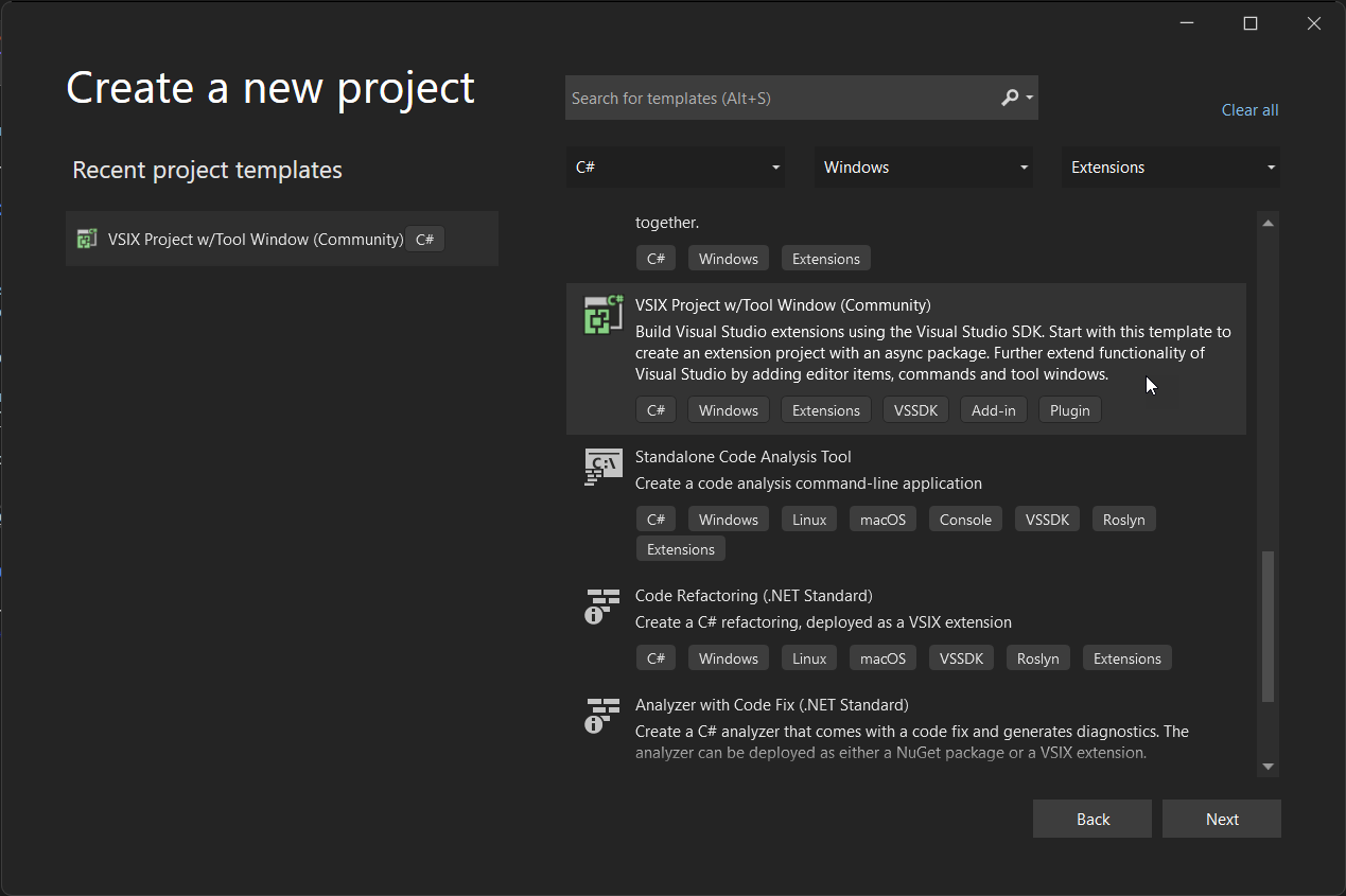 Community Project Tool Window